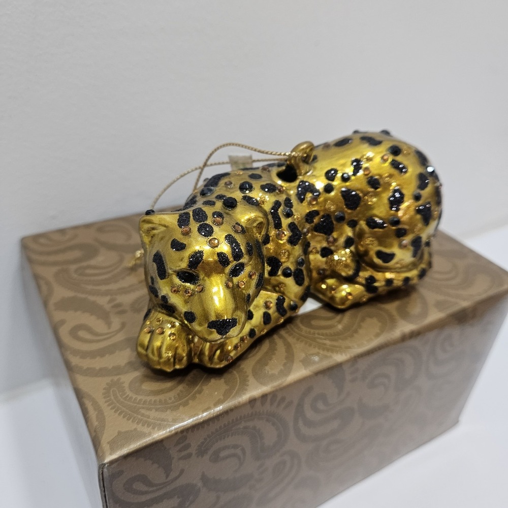 Vintage 2003 Home For The Holidayd Jeweled Collection Gold Cheetah Ornament - Picture 2 of 16